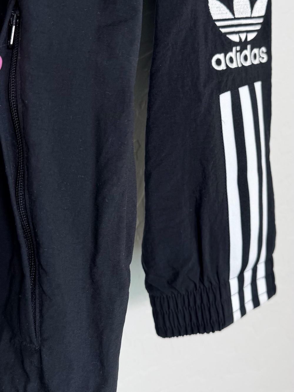 Adidas Originals trefoil windbreaker Jacket White 3 Stripe XL Black Classic MOD - Picture 8 of 12